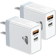 Aioneus USB C Charger 20W Dual Port PD Fast Charging Adapter, USB Wall Charger Block Compatible with iPhone 14/15/16 Samsung (2 Pack)